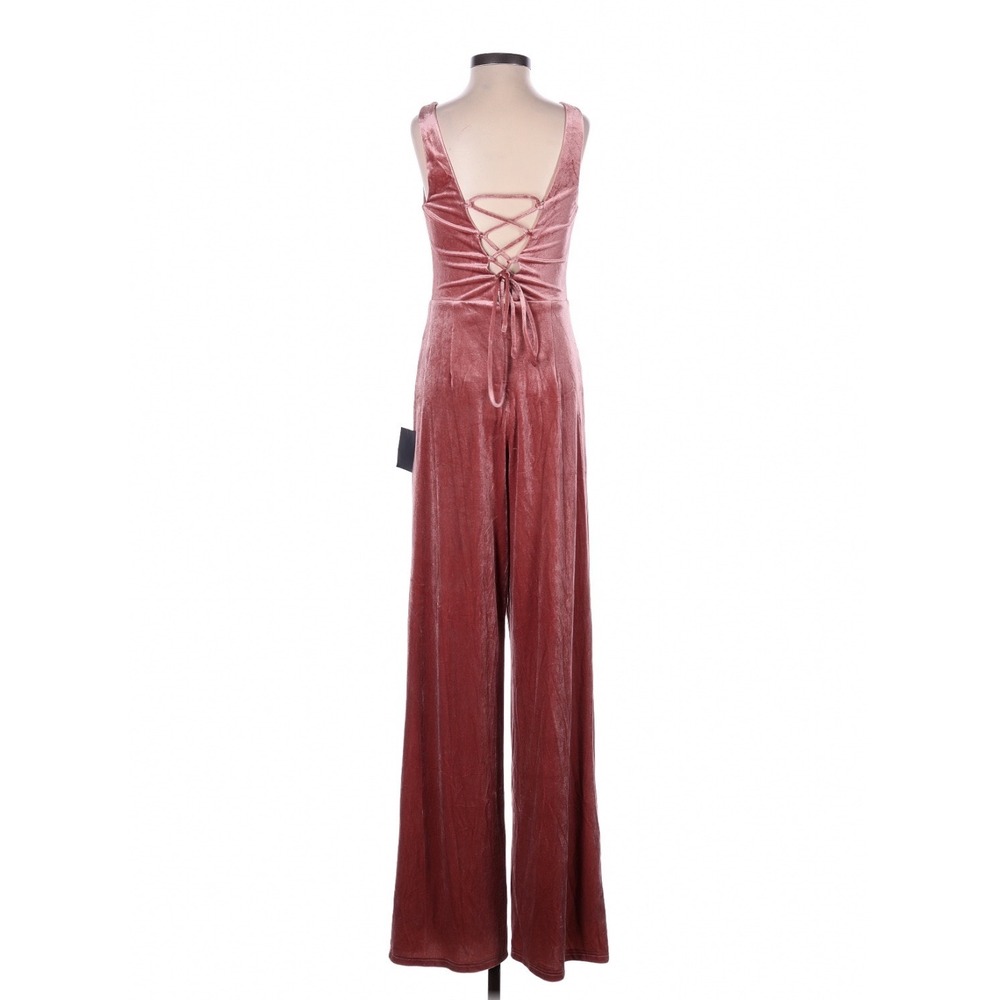 Lulus Splendidly Stunning Dusty Rose Velvet Lace Up Wide Leg Jumpsuit XS - Picture 5 of 10